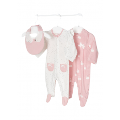 Pack 2 pijamas con babero MAYORAL para recién nacido ECOFRIENDS Color Rosa