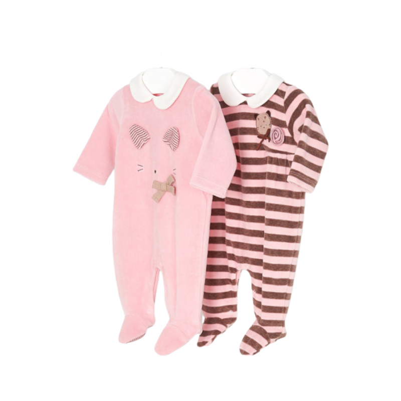 Pack 2 pijamas de punto aterciopelado MAYORAL para recién nacido Color Blush