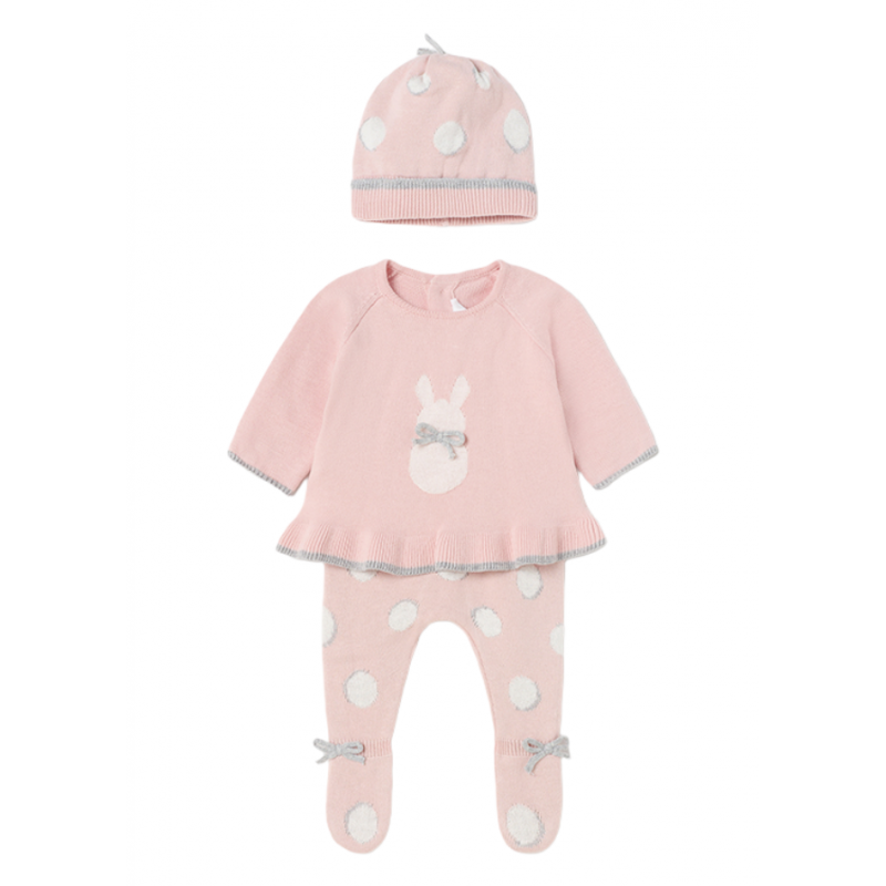 Conjunto polaina de tricot con gorro recién nacido ECOFRIENDS Color Rosa