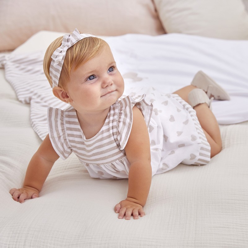 Vestido com Diadema Combinado Menina do bebê MAYORAL Cor de Taupe