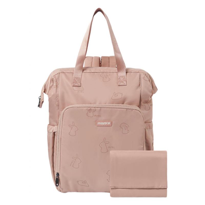 Rucksack und Babywechsler Farbe Peonia