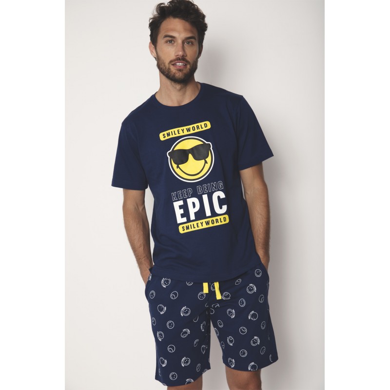 Sommer pajamas Kurz Mann Sommer SMILEY Marino