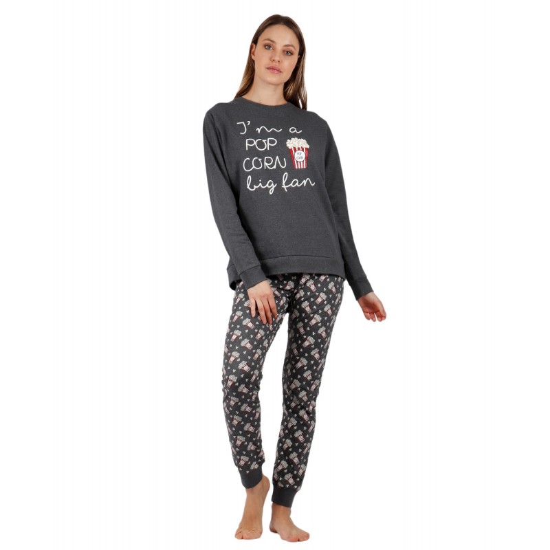 Pijama Mulher Inverno POP CORN Cor Cinza