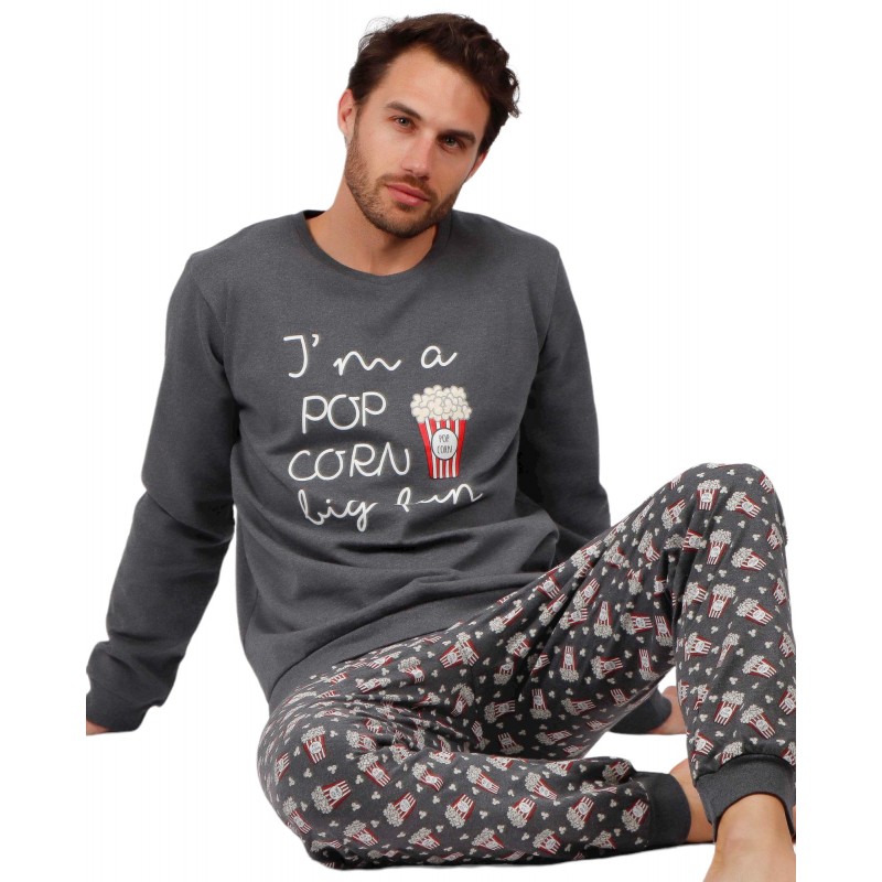 Pijama Herren Winter POP CORN Farbe grau