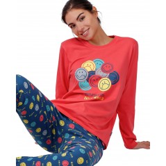 Pijama Mujer Invierno SMILEY Color Peach