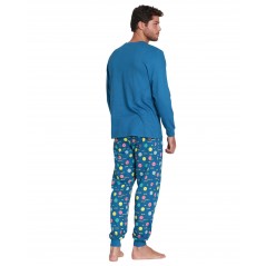 Pijama Hombre Invierno SMILEY Color Oceano