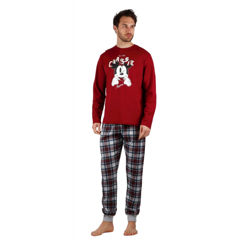 Pyjama Herren Winter DISNEY Mickey Mouse Bordeaux