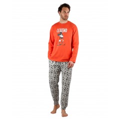 Pijama Hombre Invierno DISNEY Mickey Mouse Naranja