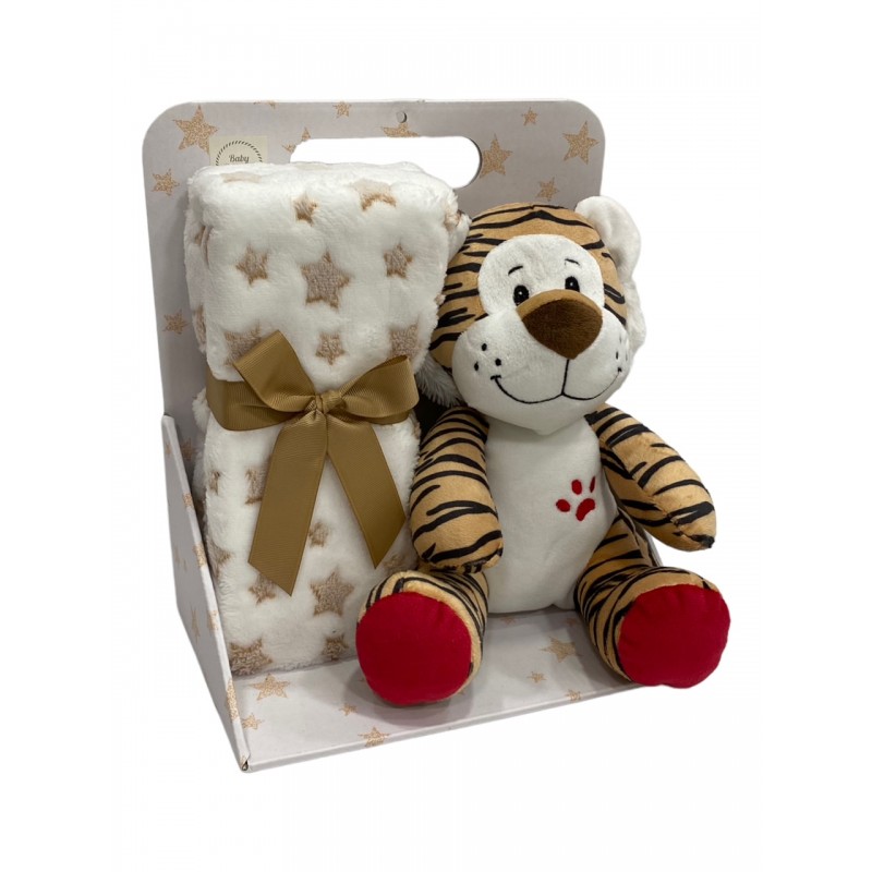 Manta Con Peluche Tigre Color Beige