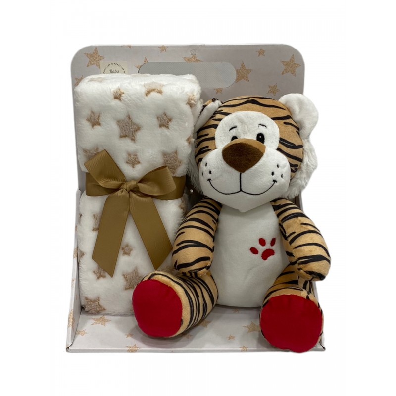 Manta Con Peluche Tigre Color Beige