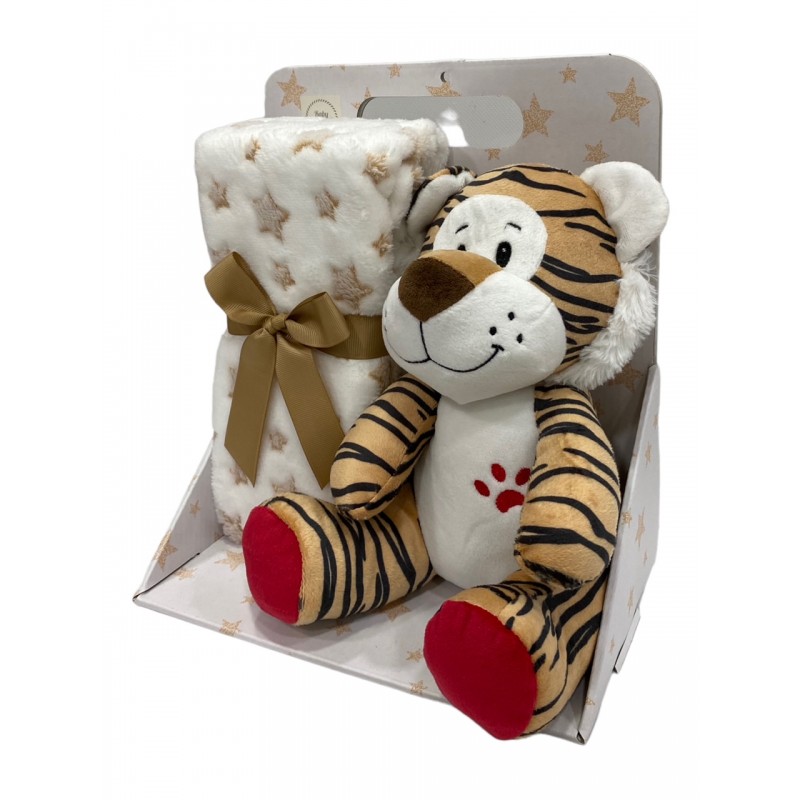 Manta Con Peluche Tigre Color Beige