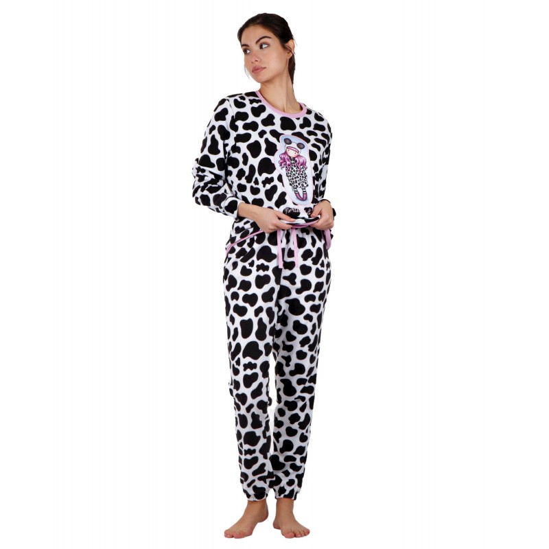 Pijama Donna Inverno Polar Animali Gole Stampa