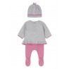 Conjunto polaina de tricot con gorro recién nacido ECOFRIENDS Color Berry