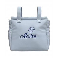 Bolso Panera Polipiel Personalizado Azul y Dibujo