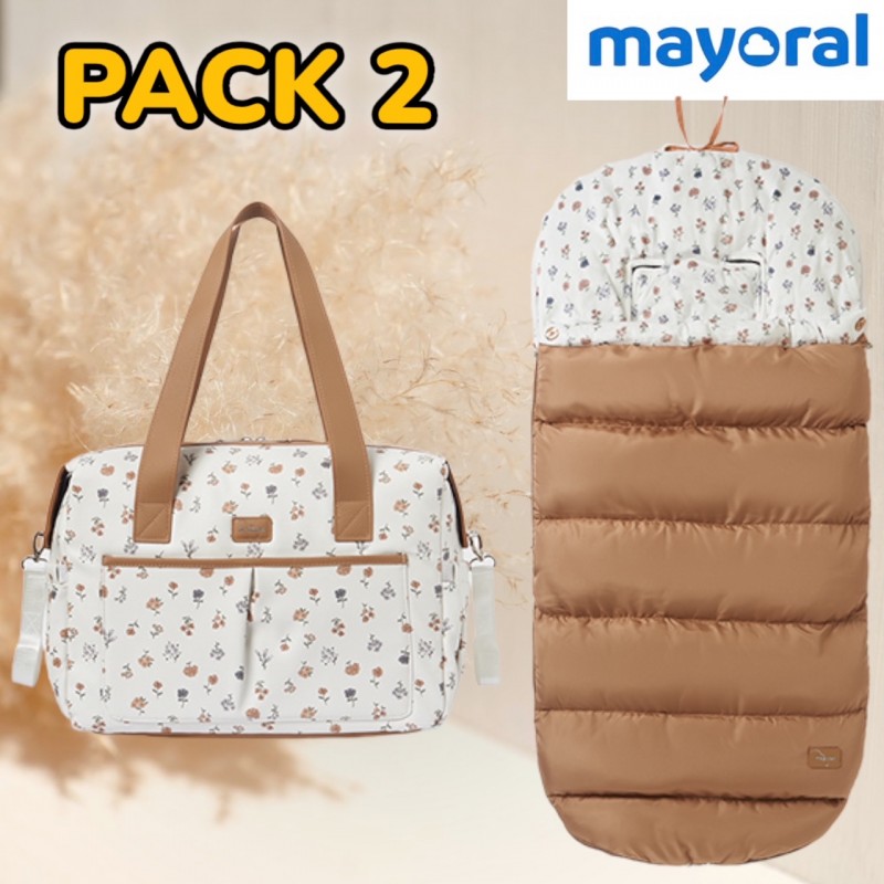Pack 2 MAYORAL Bolso y Saco Silla paseo Flor Nata