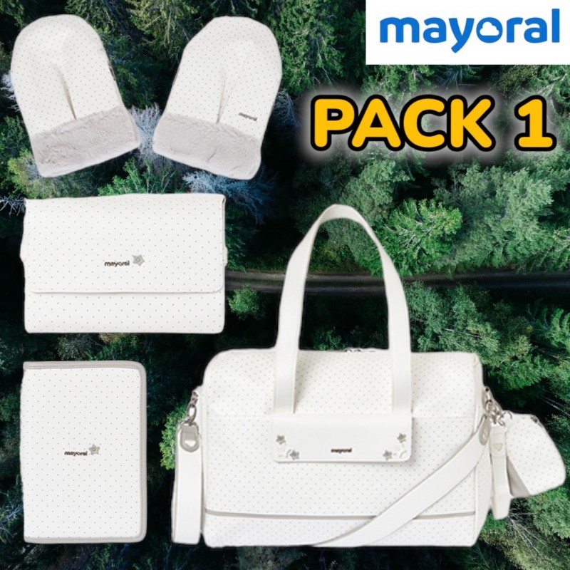 Pack 1 MAYORAL Bolso y accesorios Lunares Crudo