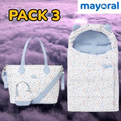Pack 3 MAYORAL Bolso y Saco Capazo Estampado Azul
