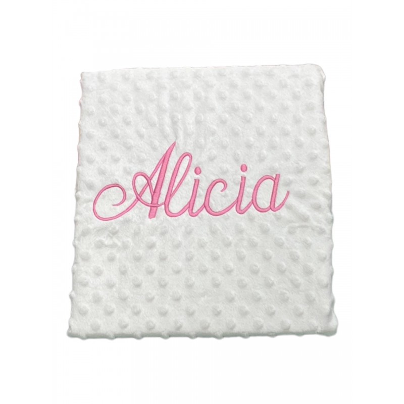 Blanket Baby Color White Embroidered Rose Name