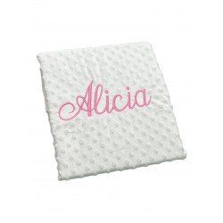 Blanket Baby Couleur Blanc Brodé Rose Nom 2