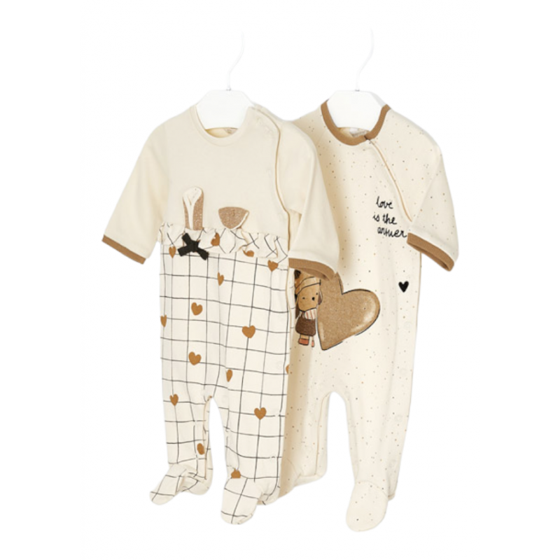 Pack 2 Punkt Pyjamas MAYORAL Knochenfarbe