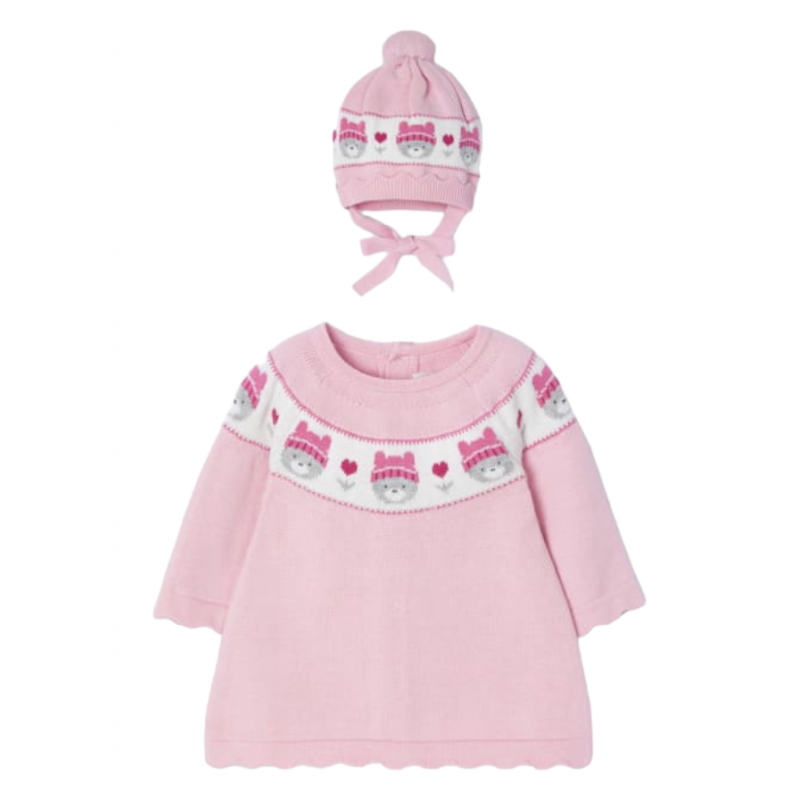 Abito a maglia con cappello MAYORAL per Baby Color Rosee