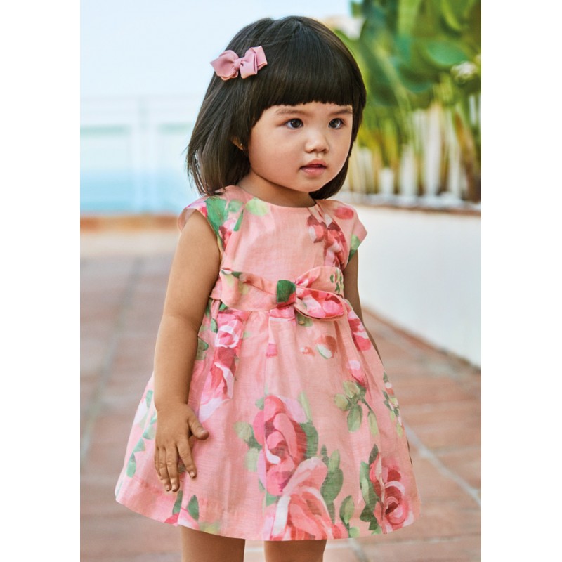 Vestido de Lino Estampado MAYORAL Bebé Color Rosado