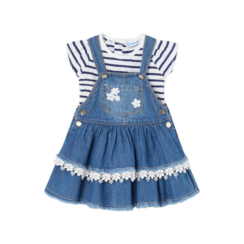 2-teiliges Set mit Baumwoll-Denim-Latzhose für Babys