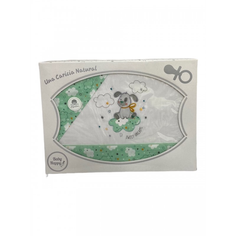 Juego de Sabanas Perrito para Mini Cuna Color Verde