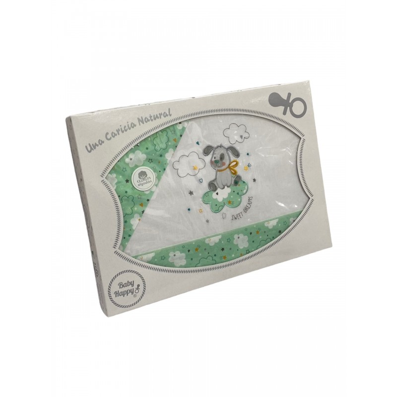 Juego de Sabanas Perrito para Mini Cuna Color Verde