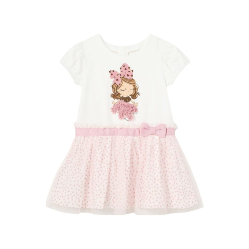 Robe combinée en tulle à pois pour bébé Couleur Ecru