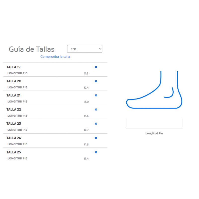 GUIA TALLAS ZAPATOS MAYORAL CON SUELA