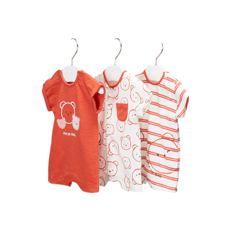 Set 3 short ECOFRIENDS newborn child PAPAYA