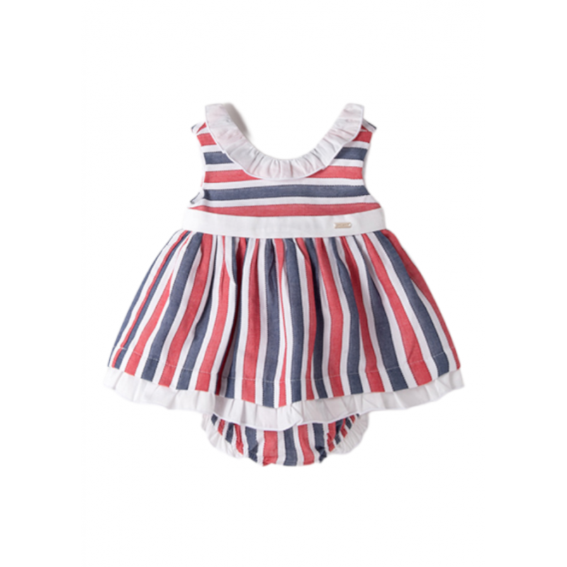 MAYORAL Newly Born Stripes Dress Red Color