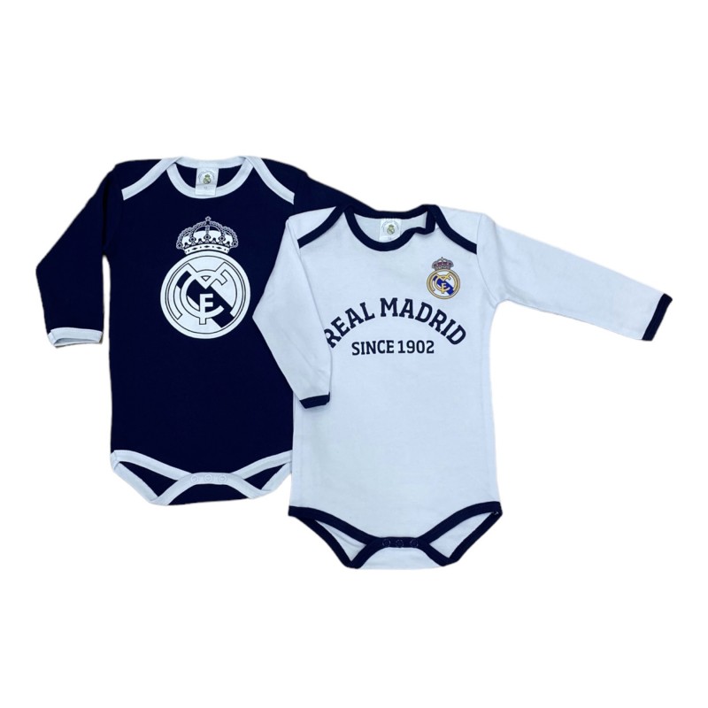 Pacco 2 Bodys Real Madrid Manga lunga colore bianco