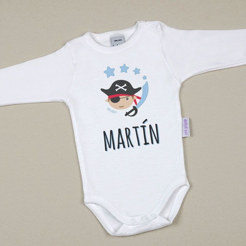 Body Baby Personalisiert mit Gedrucktem Namen Pirate