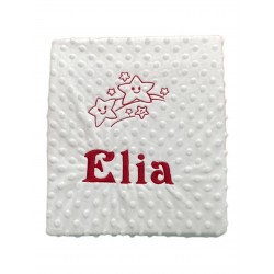 Gepunktete Babydecke, weiße Farbe, rote Stickerei, Name +... 2