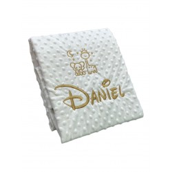 Manta Puntitos Baby Farbe Beige bestickter Name + Zeichnung 2