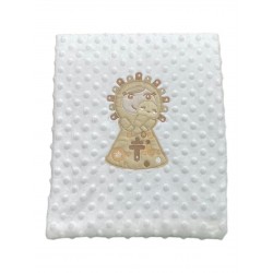 Decke mit Pilarín-Punkten und beigefarbener Stickerei