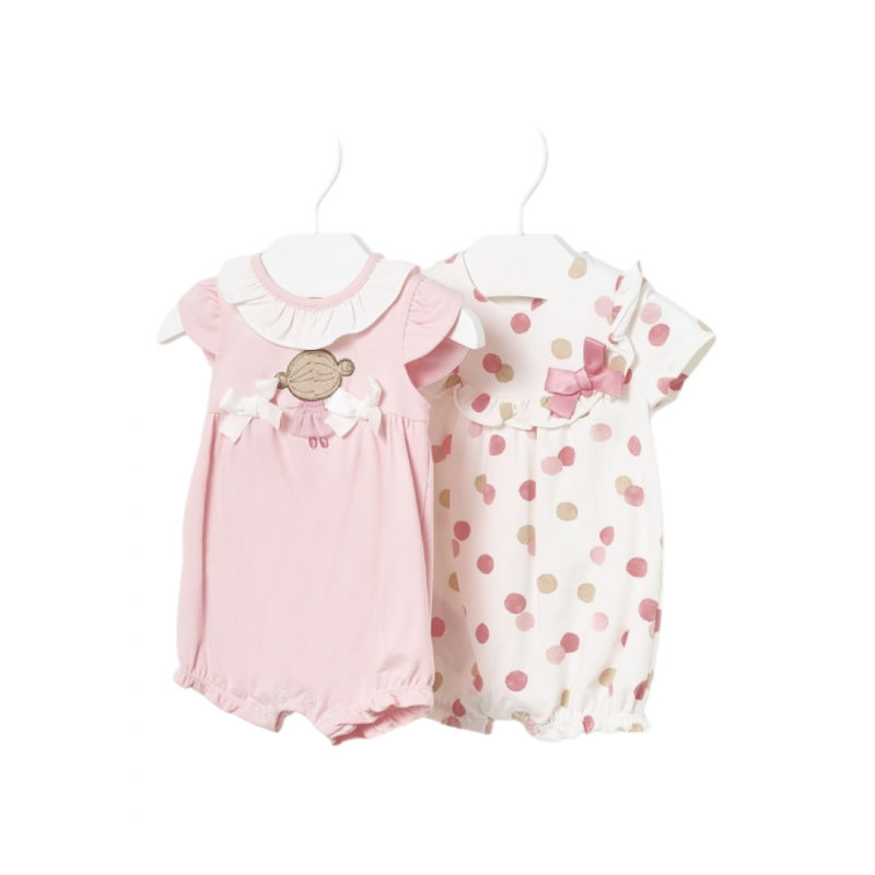 Ensemble 2 Pyjamas courtes en coton MAYORAL Couleur rose bébé