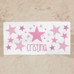 Toalla de baño Premium Estrellas Rosa Personalizada