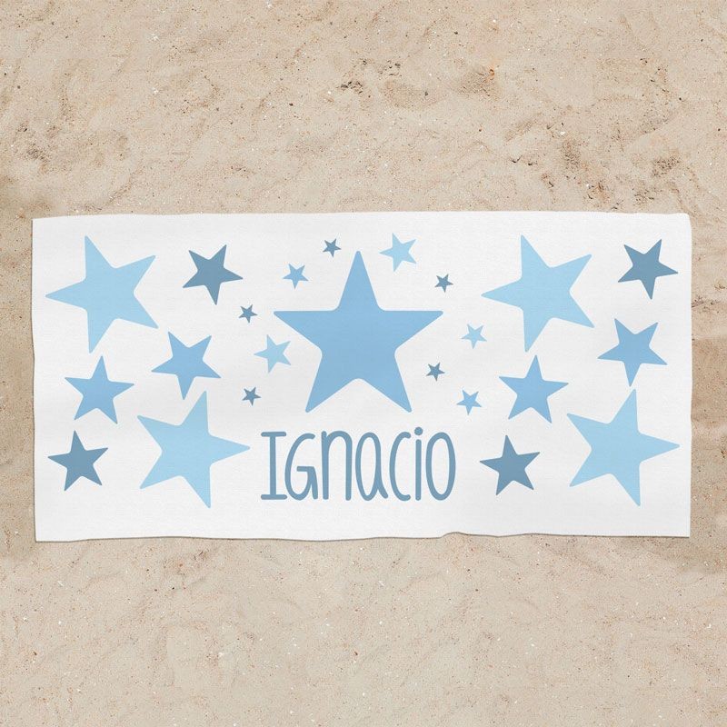 Toalla de baño Premium Estrellas Azul Personalizada