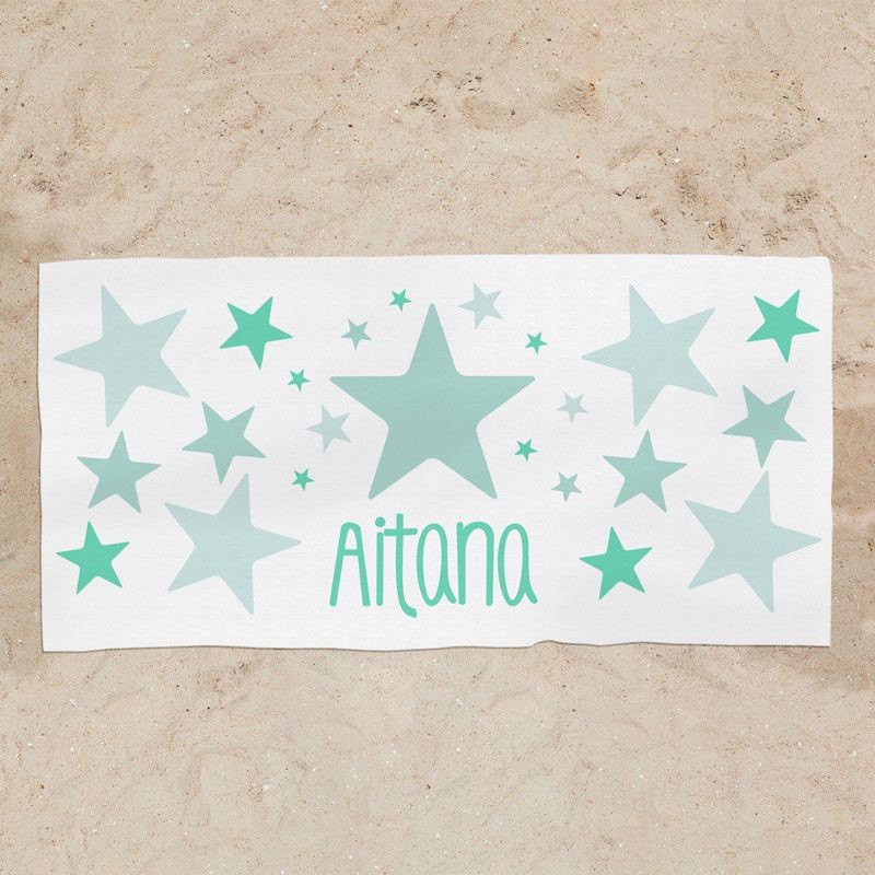 Toalla de baño Premium Estrellas Menta Personalizada