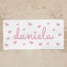 Toalla de baño Premium Corazones Rosa Personalizada