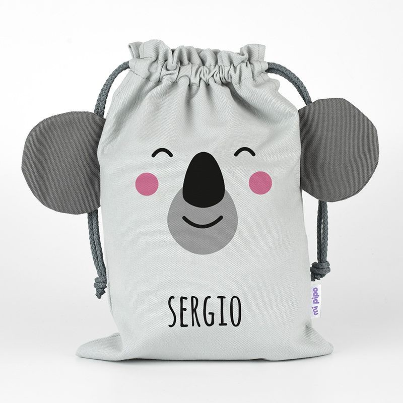 Sacco Pranzo o Merenda ZOO KOALA GREY personalizzato