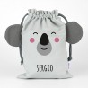 Saquito Almuerzo o Merienda ZOO KOALA GRIS personalizado