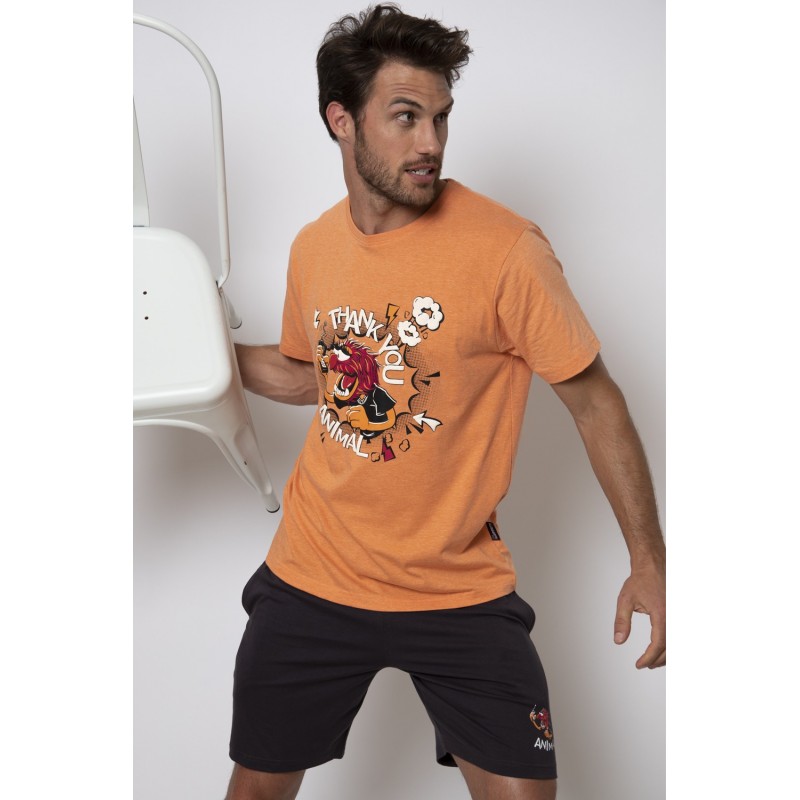 Pejama Hommes Été Disney ANIMAL BANG Couleur Orange