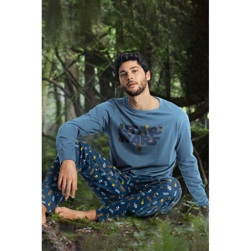 Herren-Winterpyjama STAR WARS Aqua