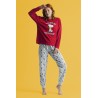 Pijama Mujer Invierno Snoopy Rojo