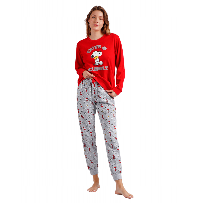 Pijama Mujer Invierno Snoopy Rojo