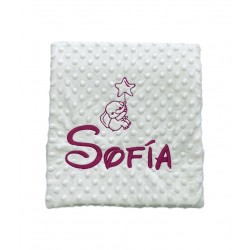 Manta puntitos Bebé Color Beige Bordado Nombre + Dibujo 2